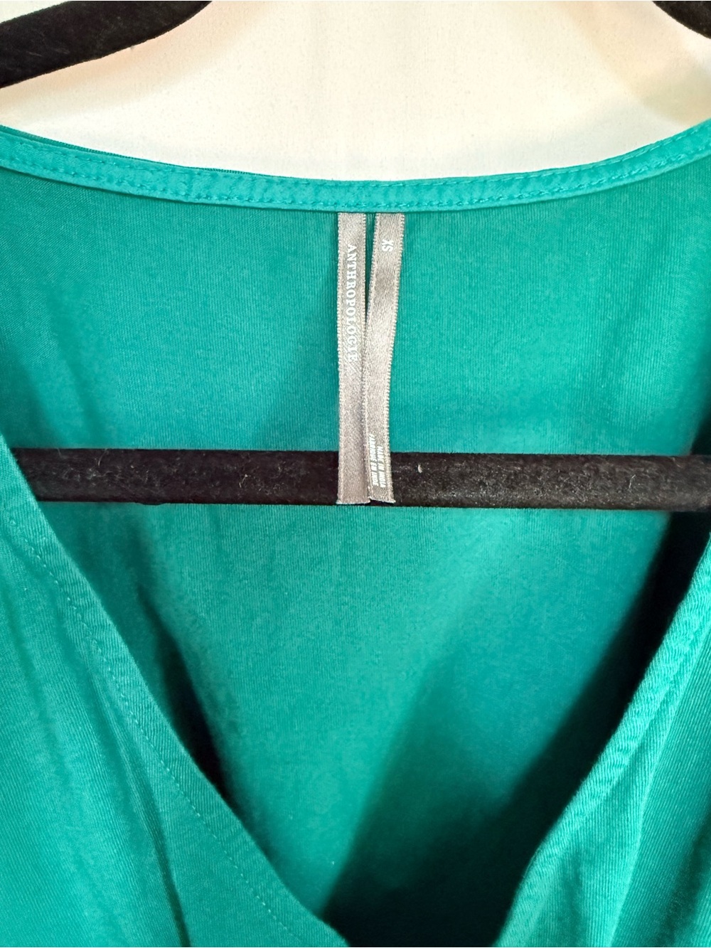 Anthropologie Deep Emerald V-Neck Pleated Peplum Blouse - Picture 3 of 4
